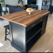 Kitchen Island black with wood top